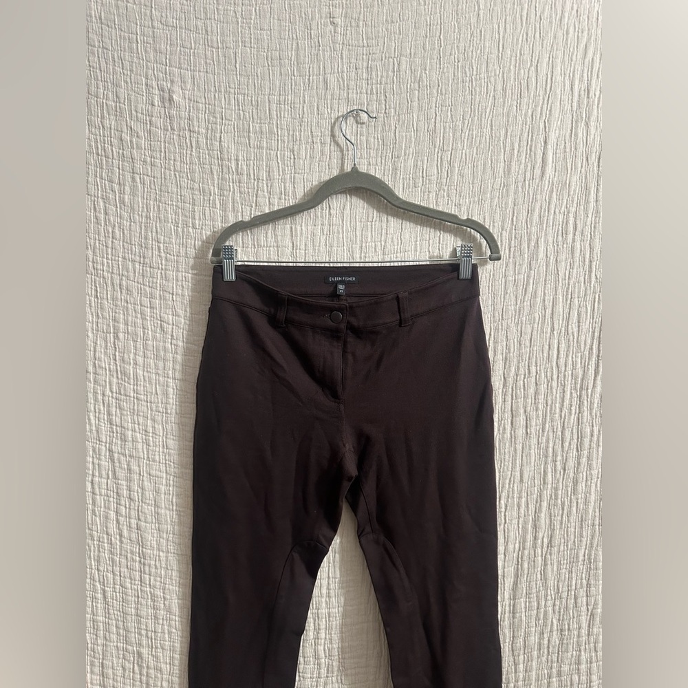 Eileen Fisher Cotton Blend Ponte High-Waisted Slim Pants color Espresso Sz Xs